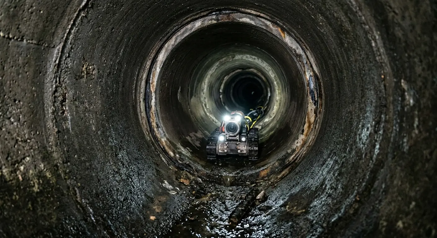 Robotic sewer camera inspecting pipe interior for Sewer Line Repair in Bartlett